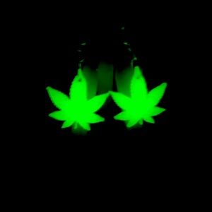 Green Glow in the Dark Weed Leaf Earrings, Dangle Jewelry